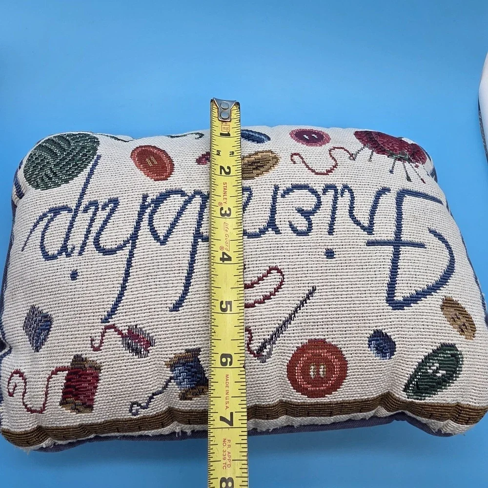 Friendship Pillow Needlepoint Throw Cottagecore Button Pin Sewing Quilting